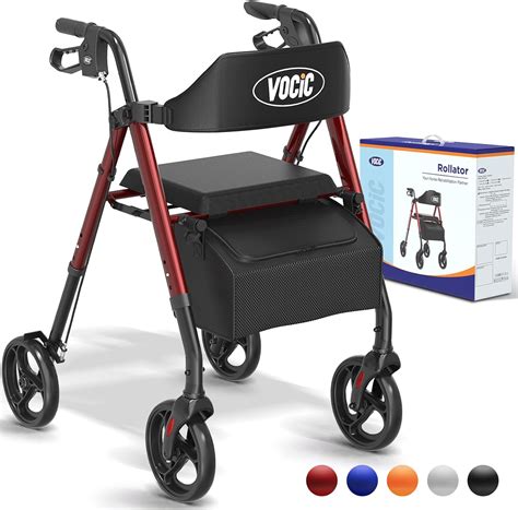 Déambulateur 4 roues léger, pliable, avec siège .
